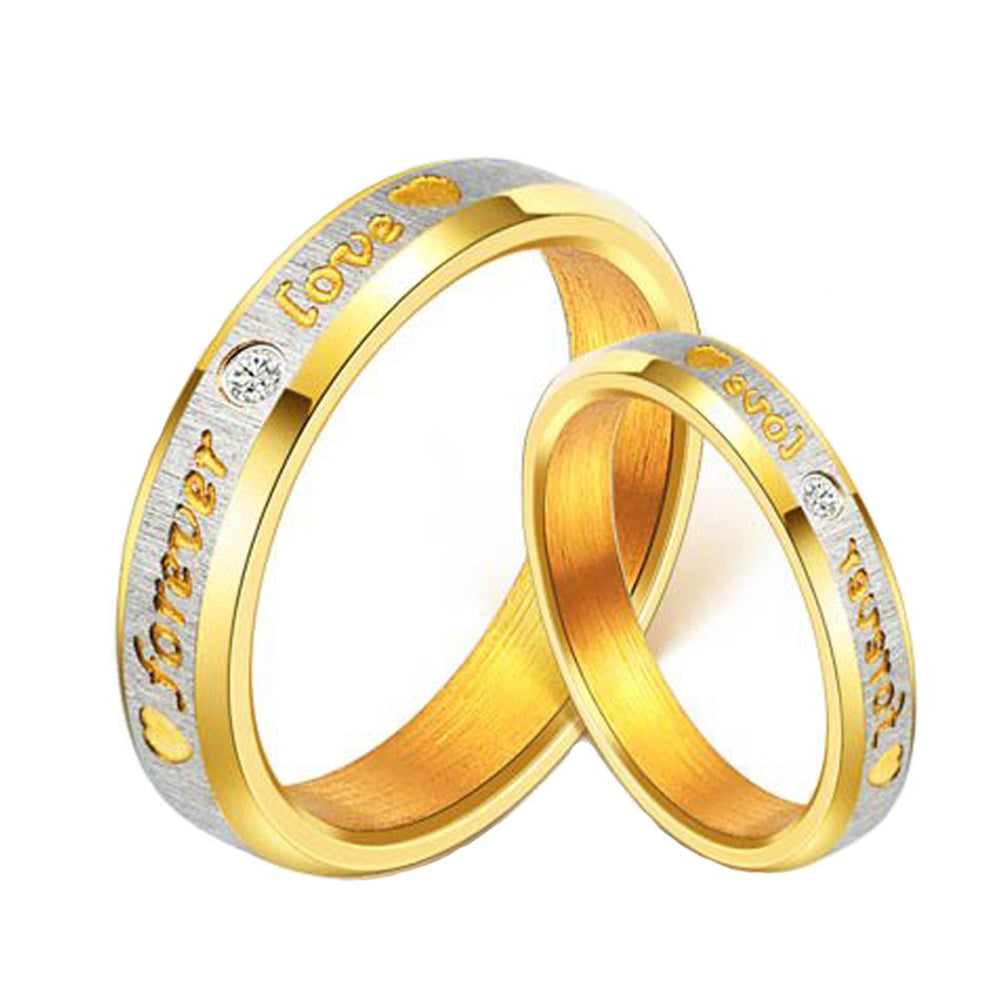 JewelMaze Love Forever Gold Plated Proposal Couple Rings for Girls and Boys