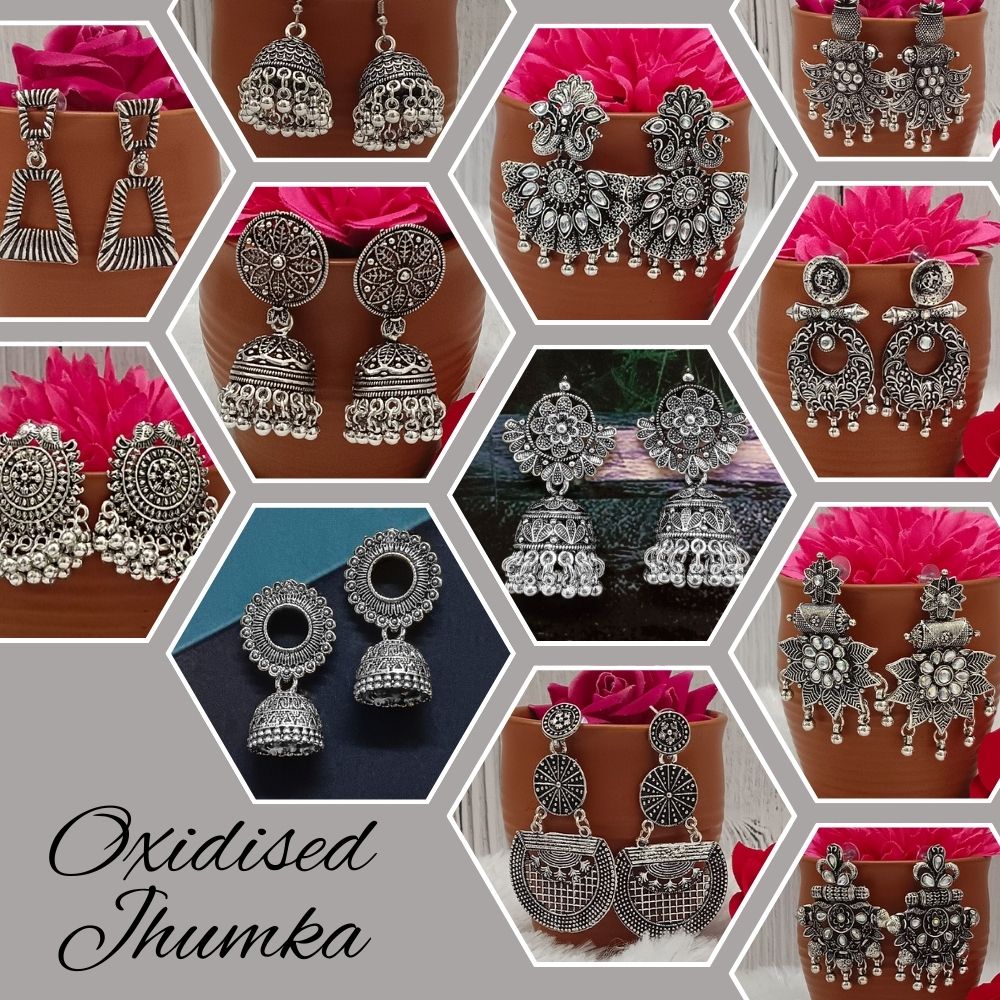 Bhavi Jewels Set of 12 Earrings Combo
