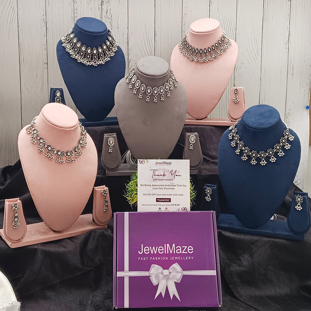 JewelMaze  Set Of 5 Oxidized Necklace Combo