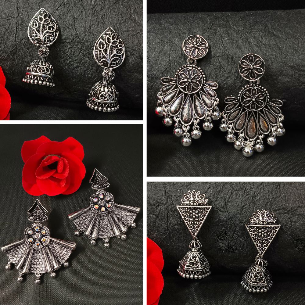Bhavi Jewels Oxidized Earrings Combo