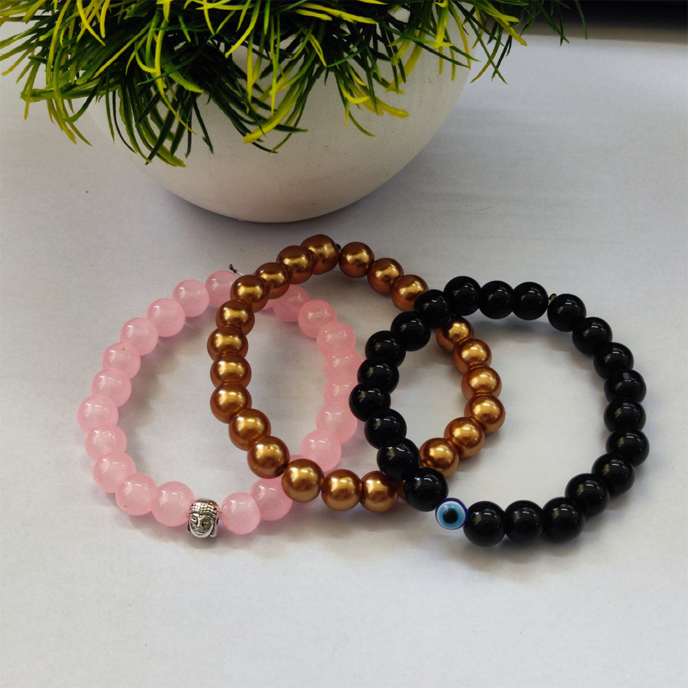 JewelMaze Trinity Evil Eye Beads Bracelet Combo