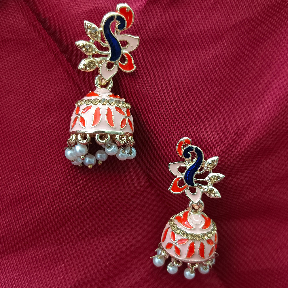 Bhavi Jewels Multi Meenakari Peacock Jhumkis Earrings