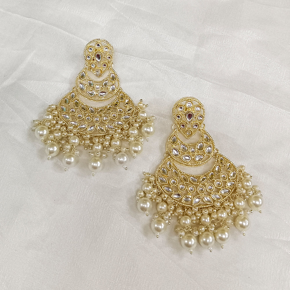 Bhavi Jewels Gold Plated Kundan Stone Dangler Earrings  - 10101096WH