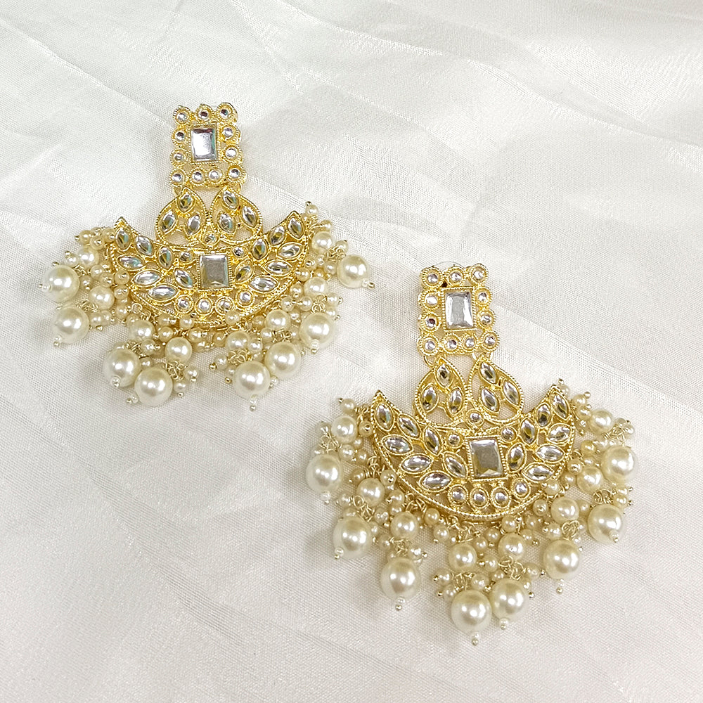 Bhavi Jewels Gold Plated Kundan Stone Dangler Earrings- 10101098WH