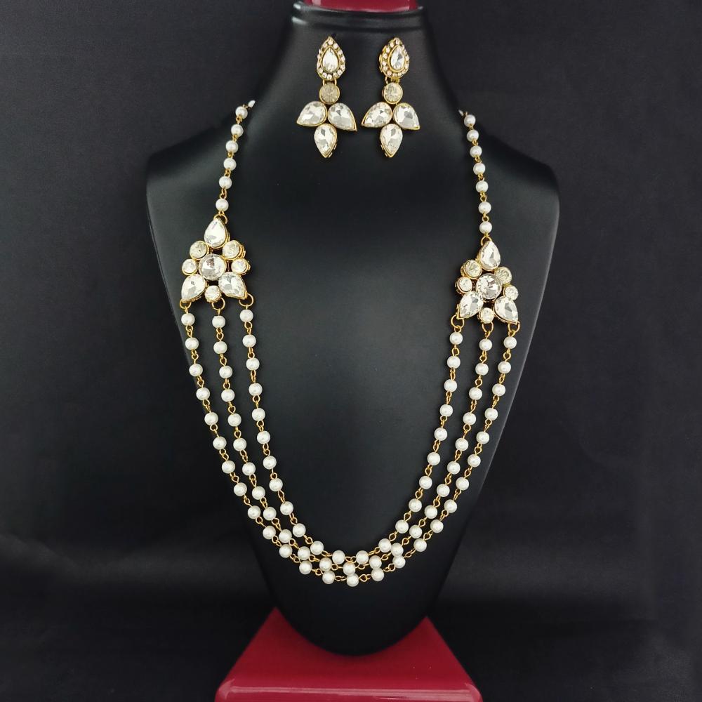 Bhavi Jewels Glass Stone Gold Plated Necklace Set