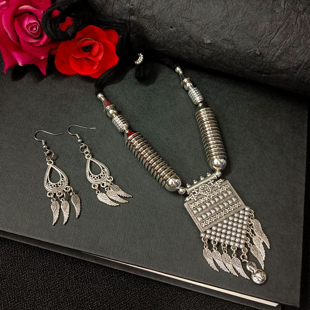Bhavi Jewels Oxidised Plated Designer Necklace Set