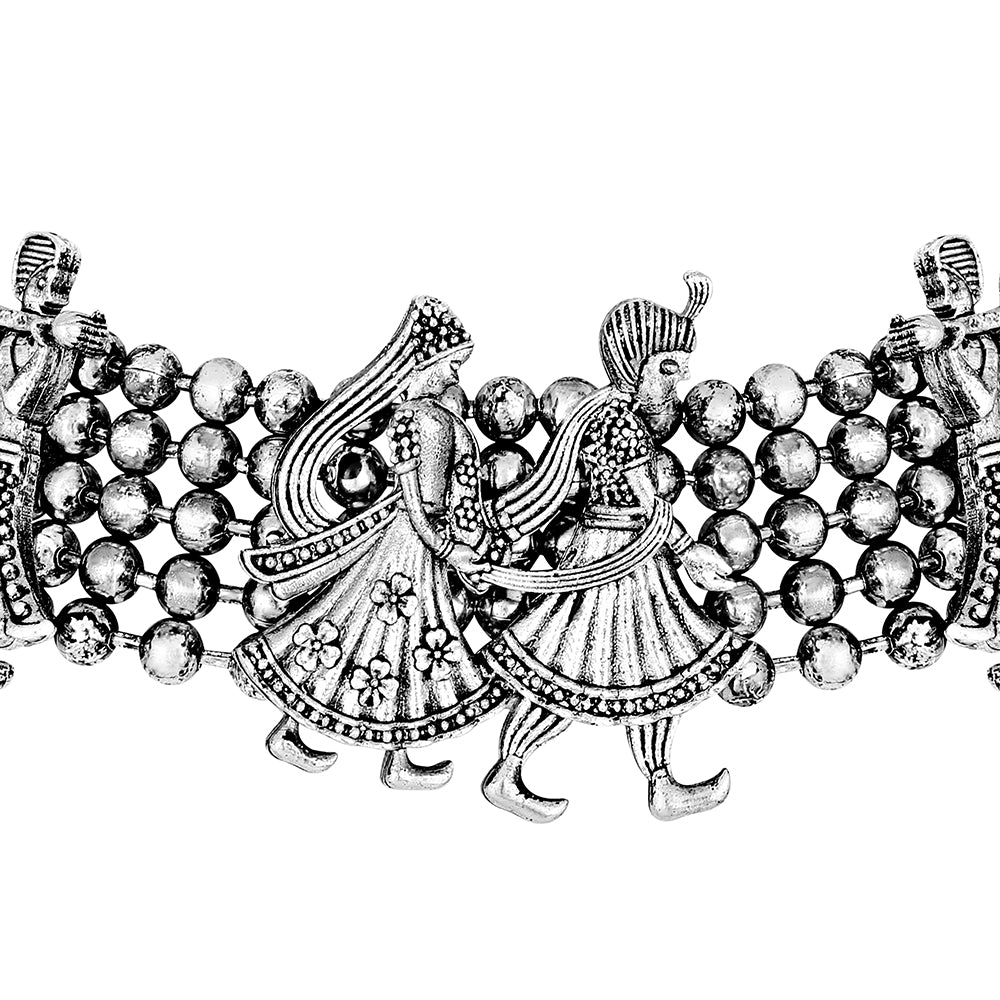 JewelMaze Oxidised Plated Barati Doli Choker Necklace Set