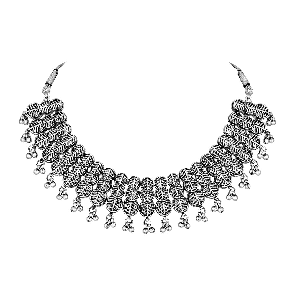 JewelMaze Oxidised Plated Choker Necklace Set