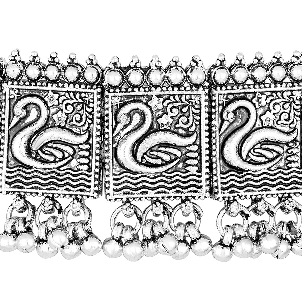 JewelMaze Oxidised Plated Duck Necklace Set - 11691007OX