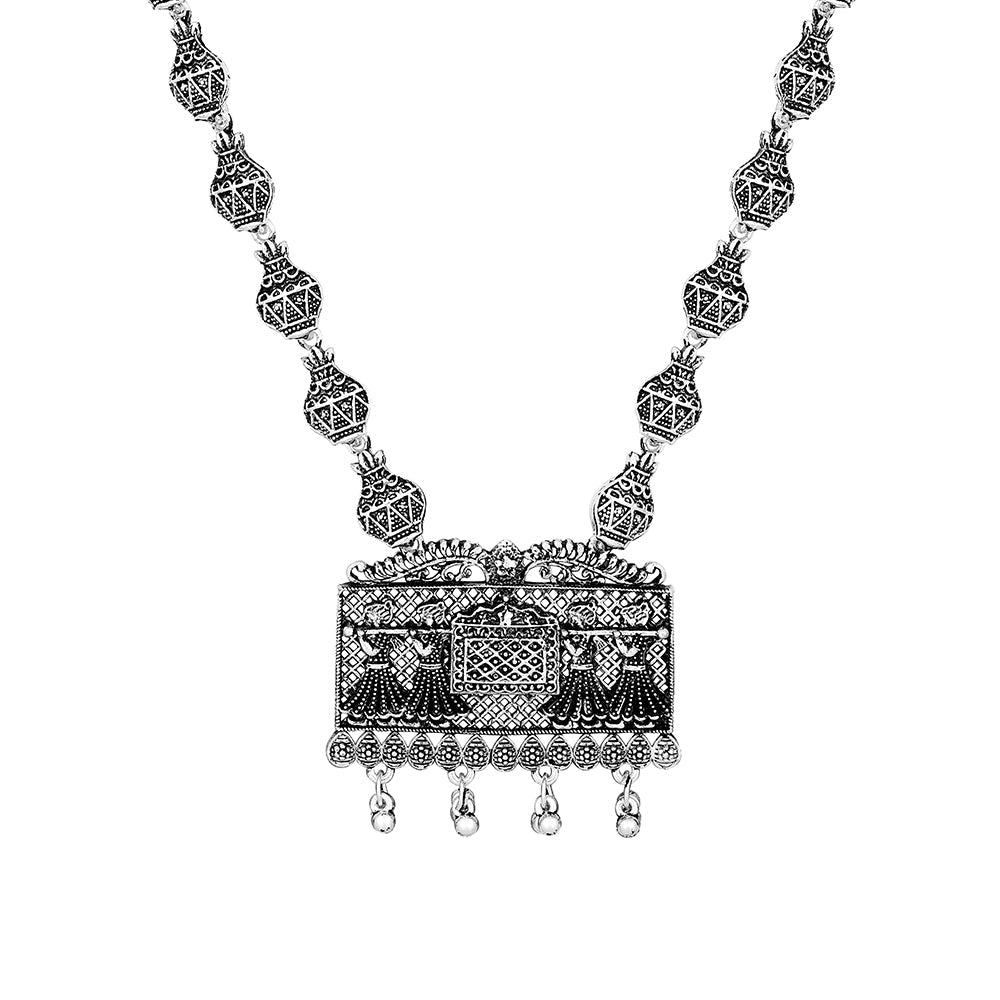 JewelMaze Oxidised Plated Barati Doli Choker Necklace Set - AZJMSE23JS0026