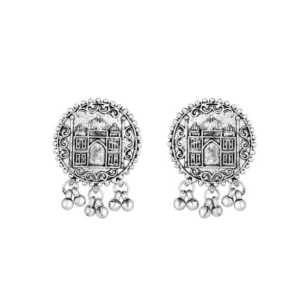 Jewel Maze Oxidised Plated Taj Mahal Long Necklace Set - 11691013OX