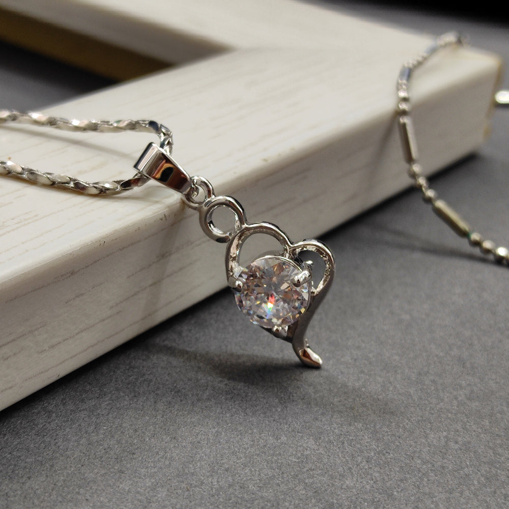 Kriaa Heart Shaped Austrian Stone Chain Pendant