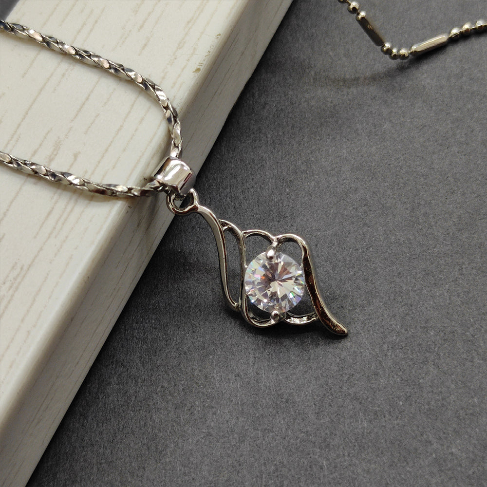 The99Jewel White Austrian Stone Silver Plated Chain Pendant