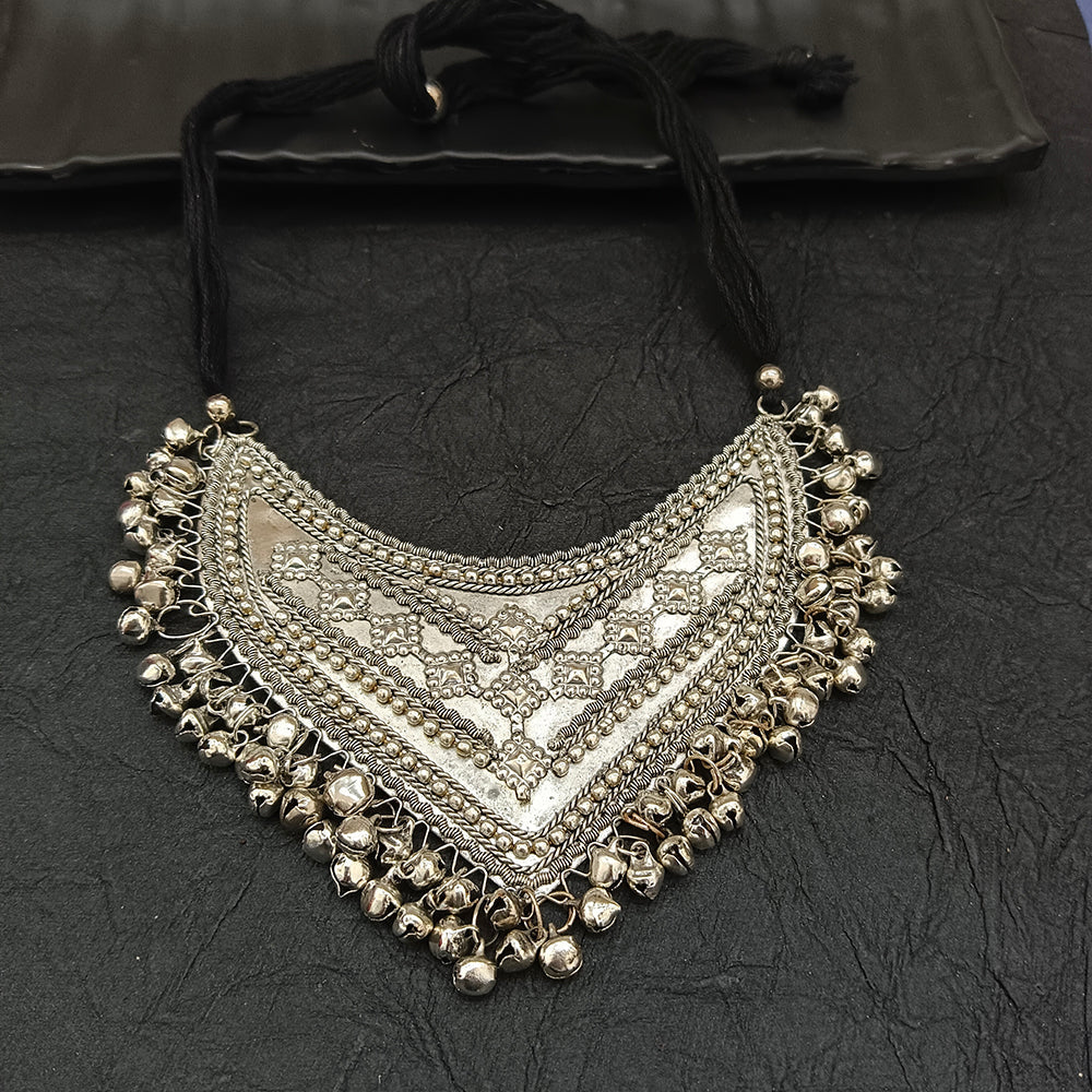Bhavi Jewel Oxidised Plated Ghungroo Beaded Necklace