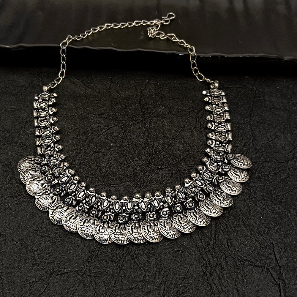 Bhavi Jewel Oxidised Plated Necklace