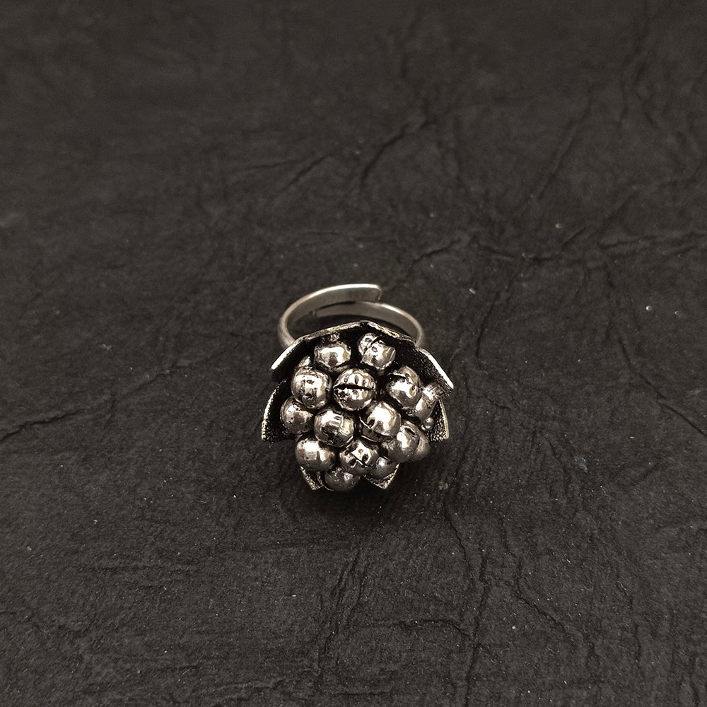 Bhavi Jewels Oxidised Plated Grapes Adjustable Ring