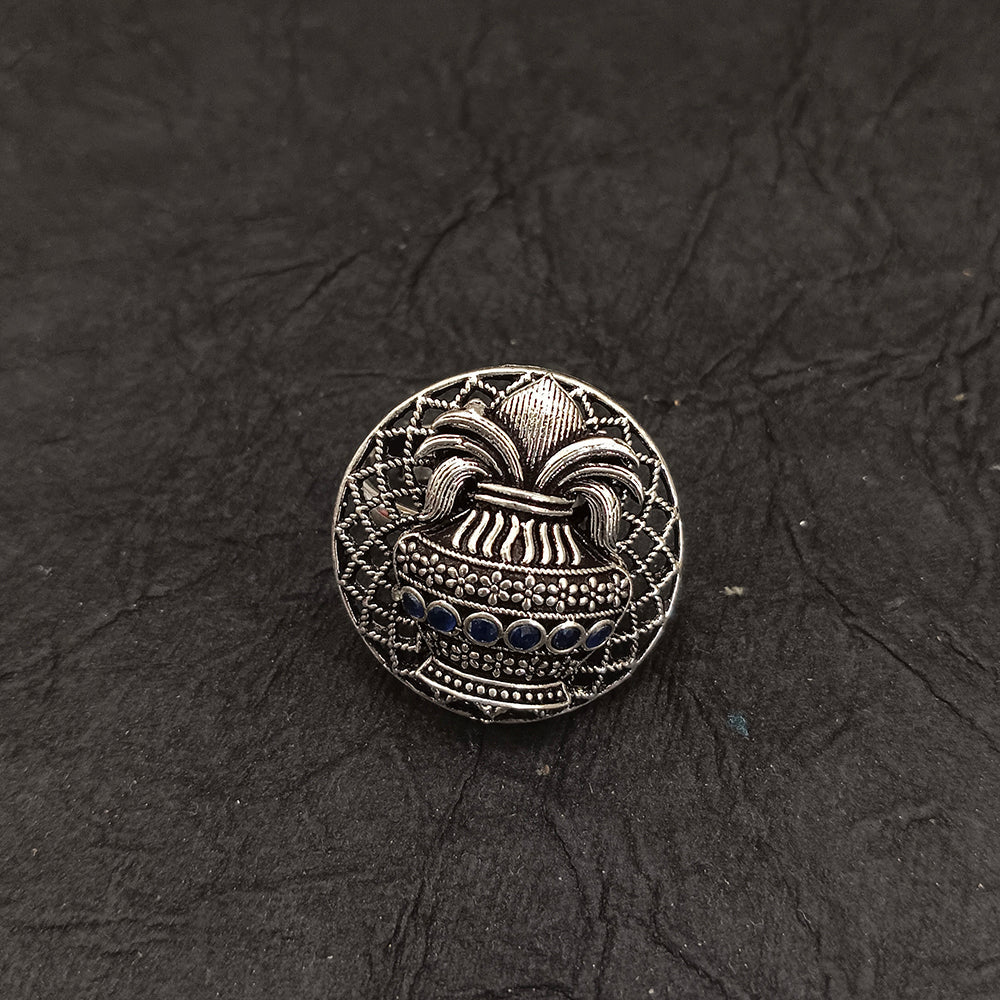 Bhavi Jewels Oxidised Plated Kalash Adjustable Ring