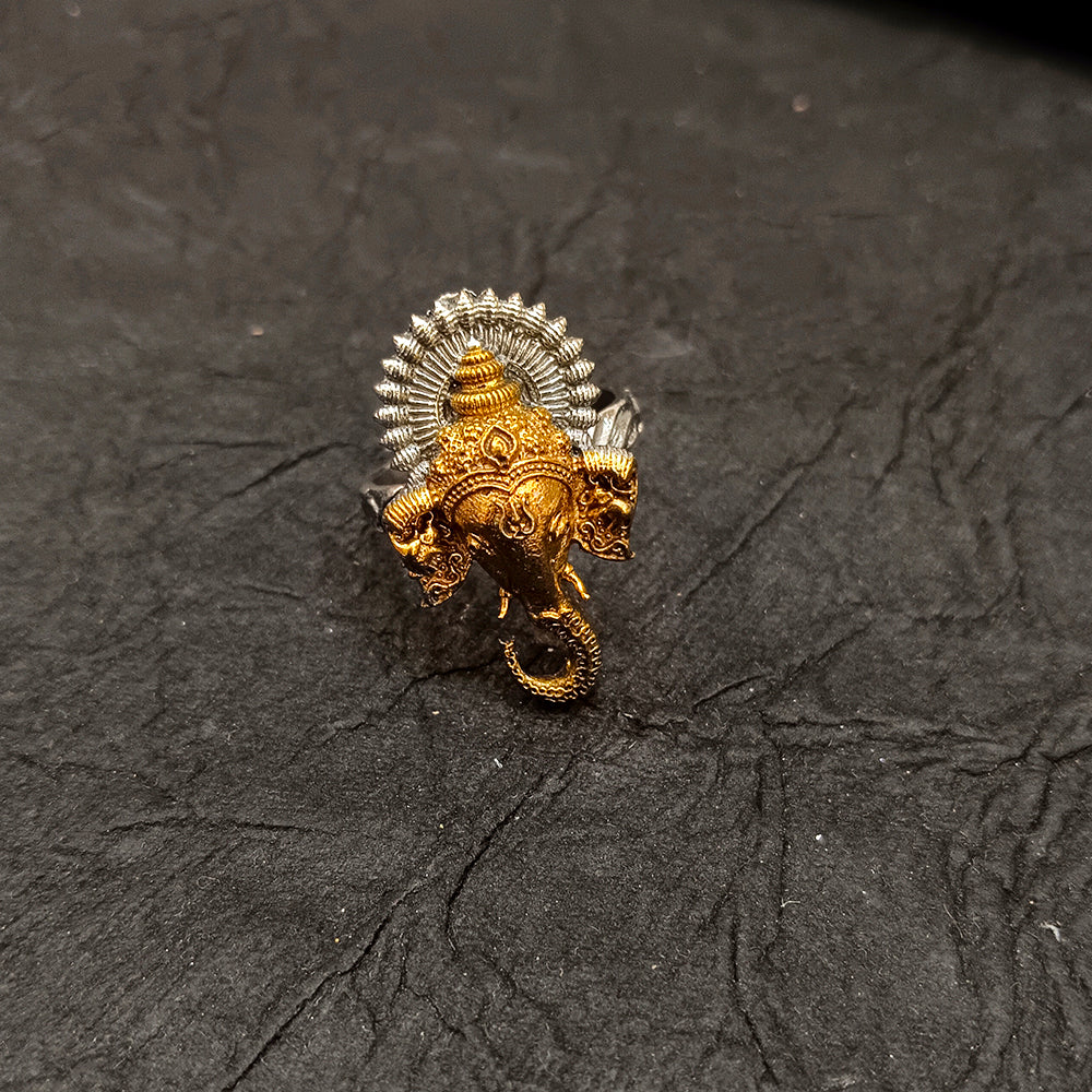 Bhavi Jewels 2 Tone Plated Ganesha Adjustable Ring