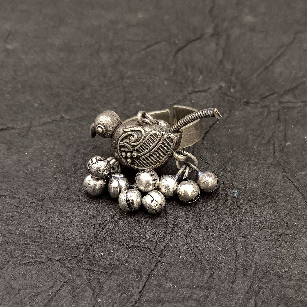 Bhavi Jewels Oxidised Plated Sparrow Adjustable Ring