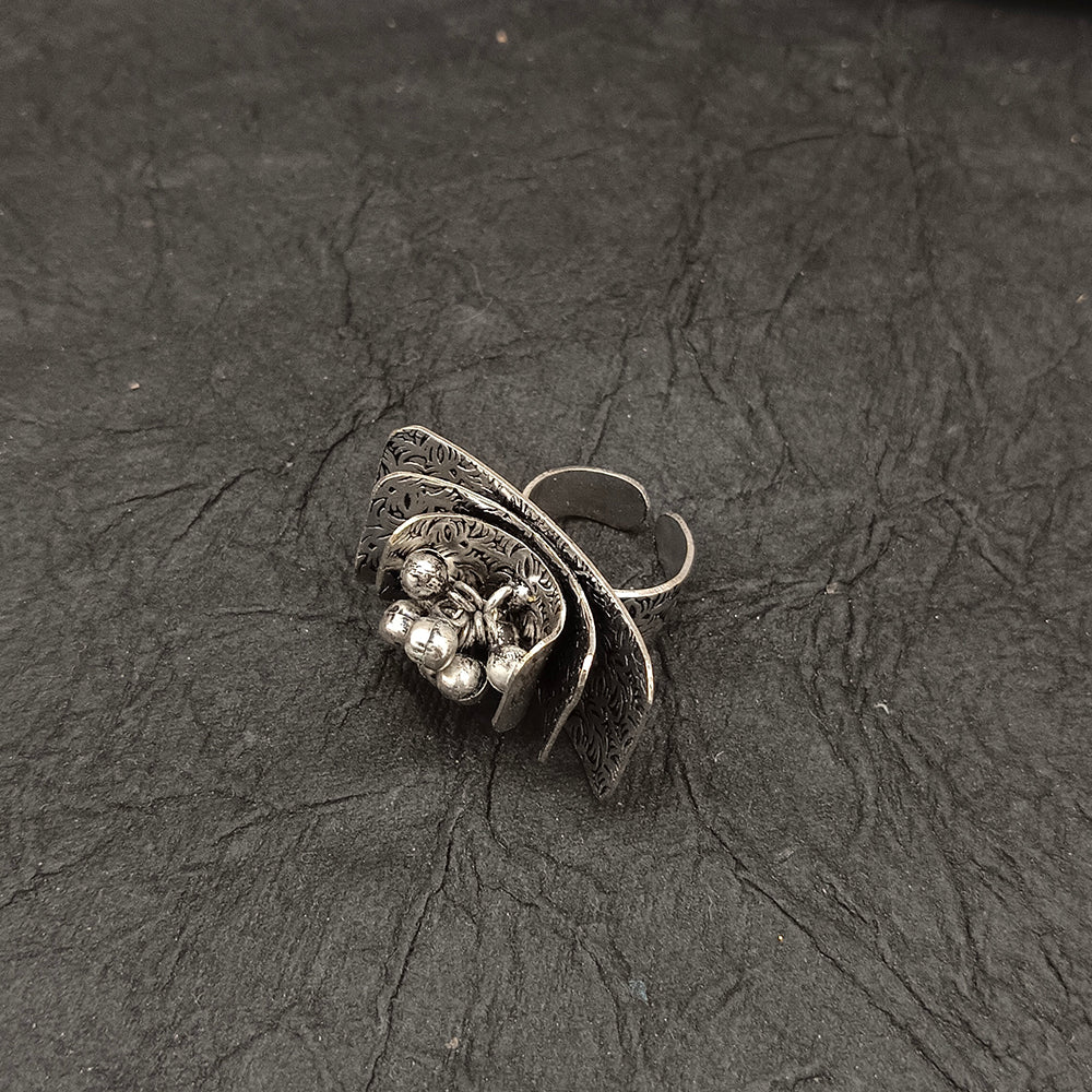 Bhavi Jewel Oxidised Plated  Adjustable Ring