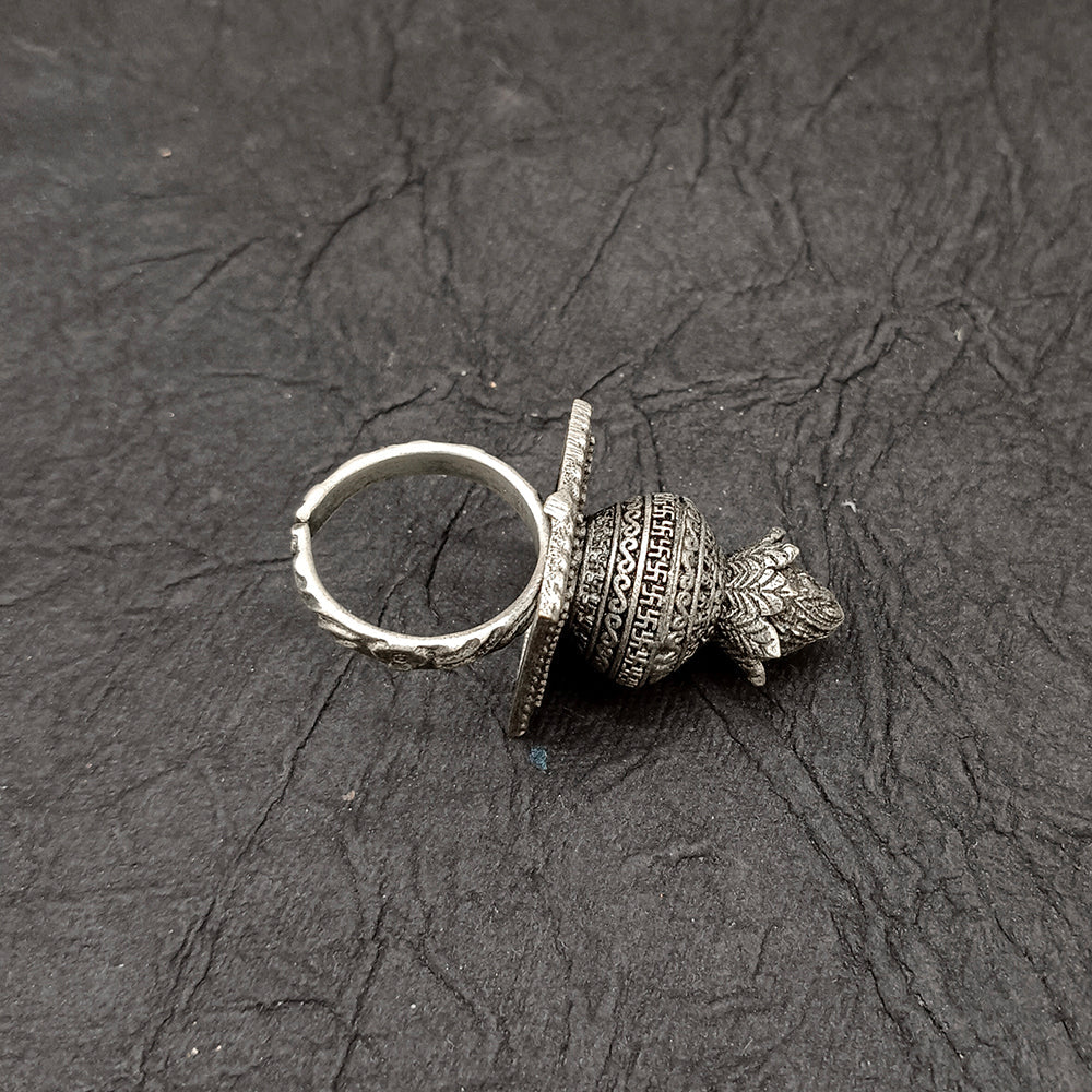 Bhavi Jewel Oxidised Plated Kalash Adjustable Ring