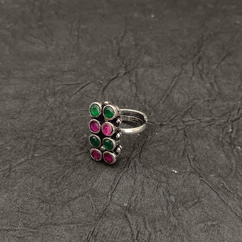 Bhavi Jewel Oxidised Plated  Adjustable Ring