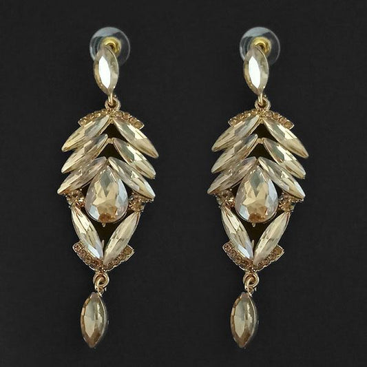 JewelMaze Brown Crystal Stone Dangler earrings - 1315618