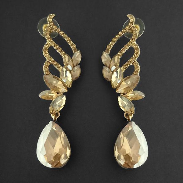 JewelMaze Brown Crystal Stone Dangler earrings - 1315619