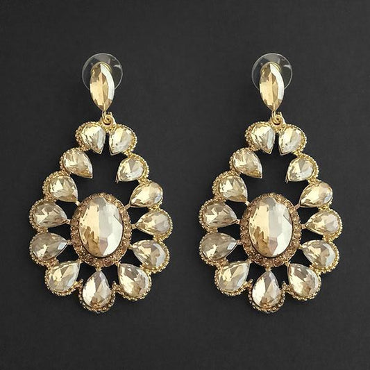 JewelMaze Brown Crystal Stone Dangler earrings - 1315632