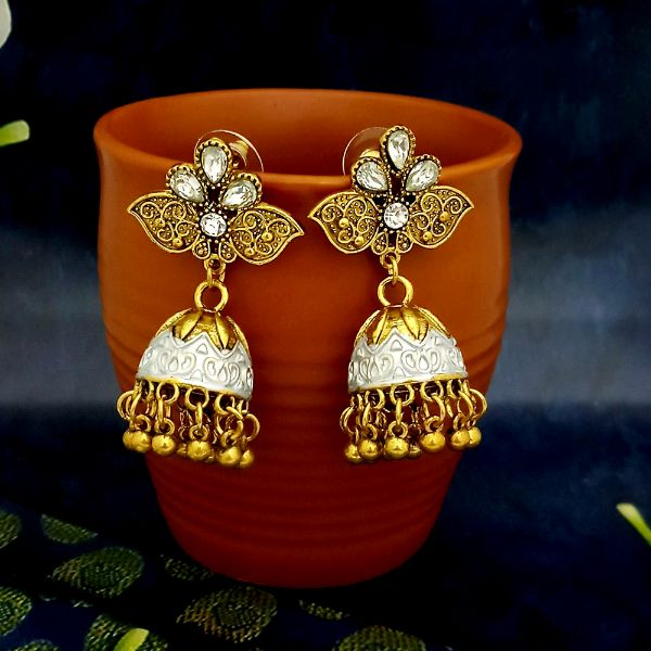 Jeweljunk Gold Oxidised Plated Jhumki Earrings -1317812