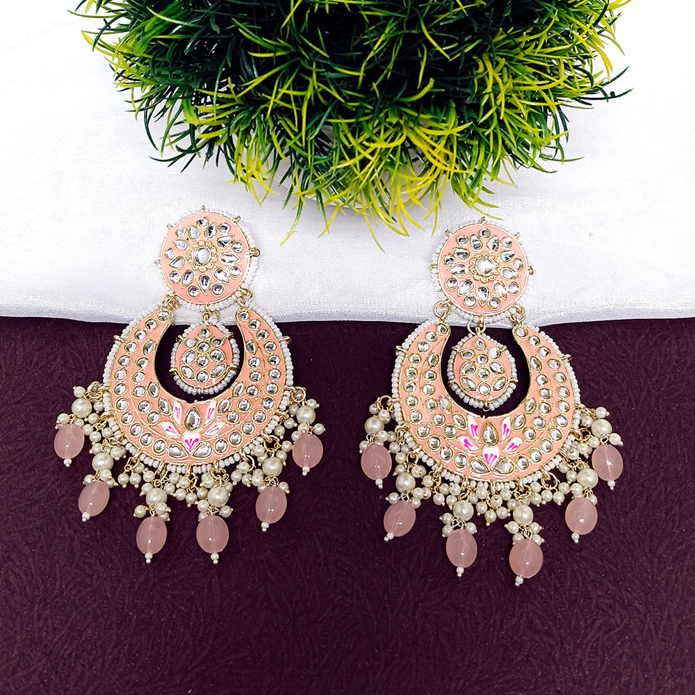 Bhavi Jewels Kundan Stone And Meenakari Dangler Earrings