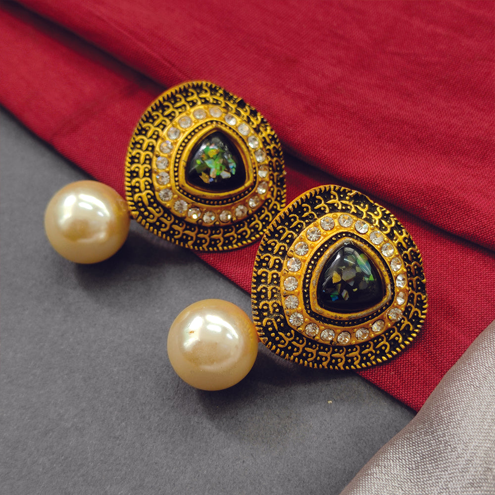 Bhavi Jewels Gold Plated Austrian Stone Stud Earrings