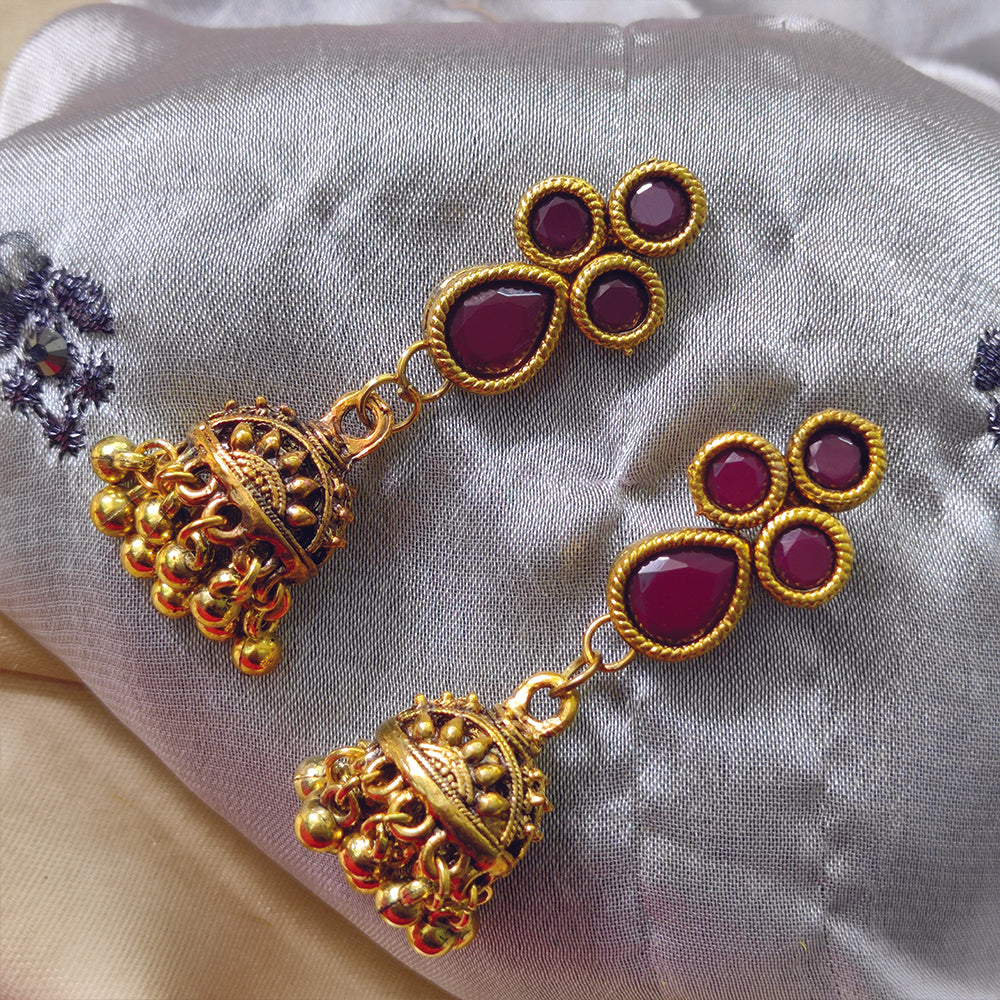 Bhavi Jewels Gold Plated Jhumki Earrings