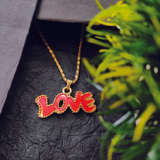 Bhavi Jewels Love Gold Plated Chain Pendant