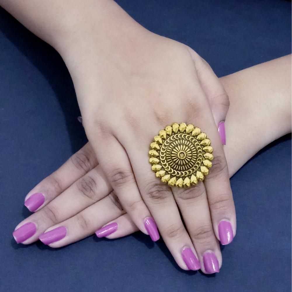 Bhavi Jewels  Gold Plated Adjustable Finger Ring