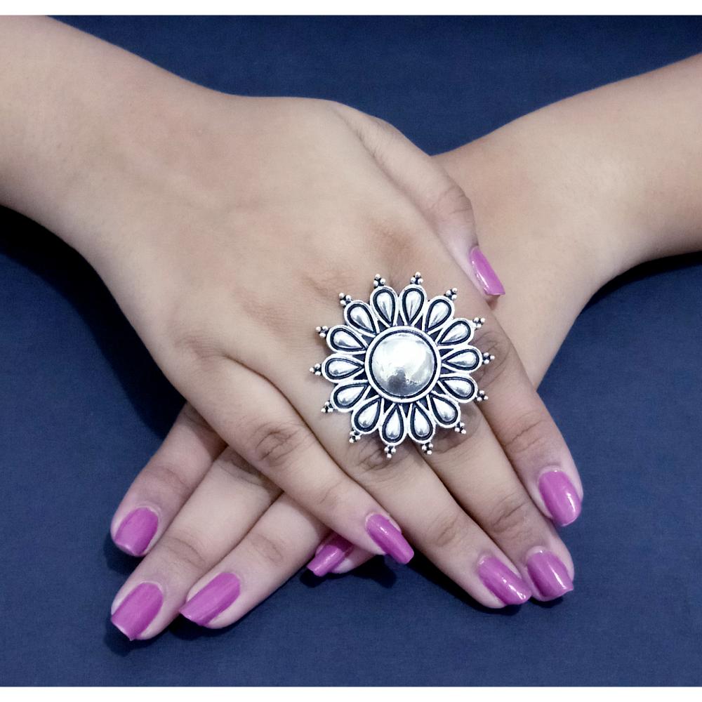 Bhavi Jewels Silver Plated Adjustable Finger Ring