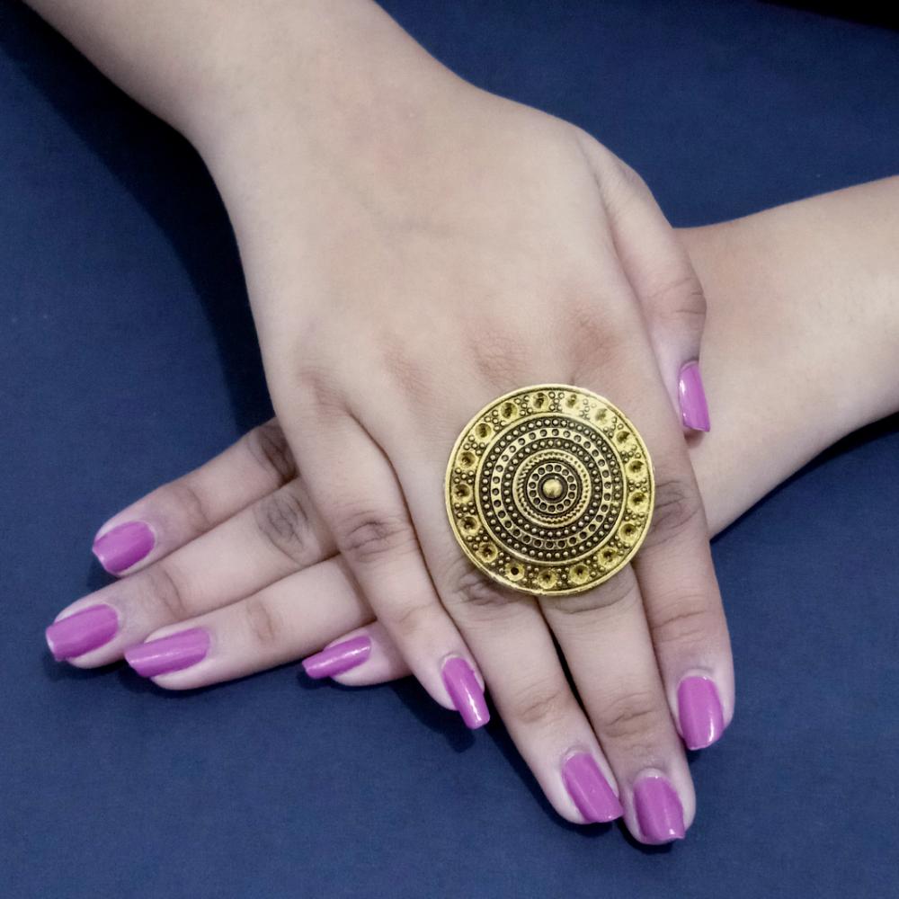 Bhavi Jewels Gold Plated Adjustable Finger Ring