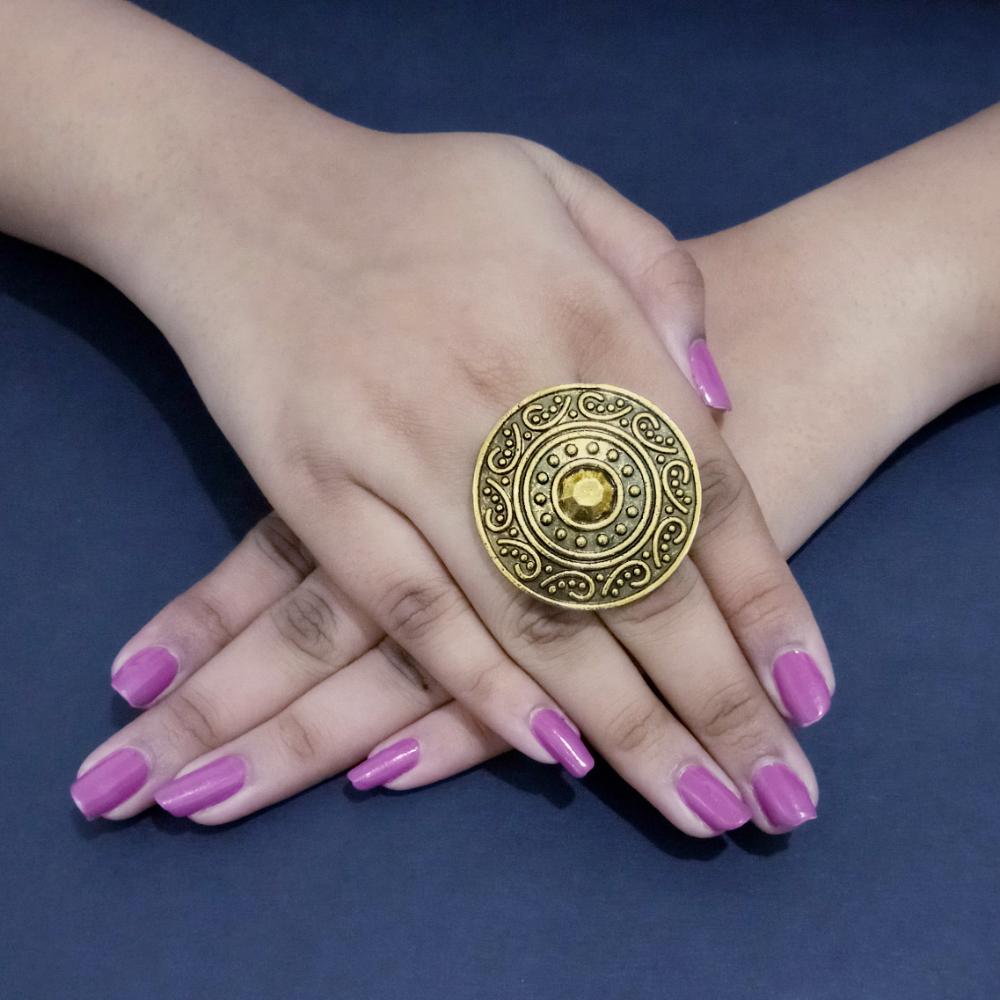 Bhavi Jewels Gold Plated Adjustable Finger Ring