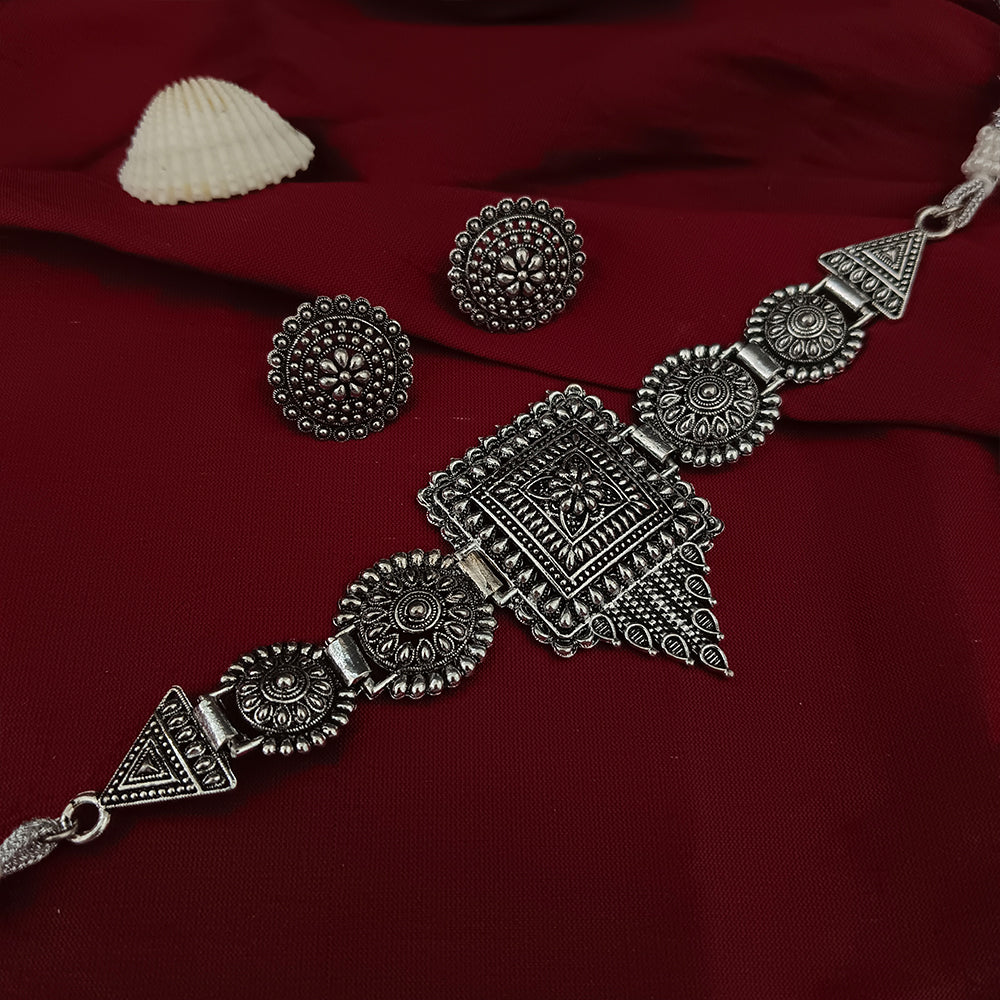 Bhavi Jewels Oxidised Plated Designer Necklace Set