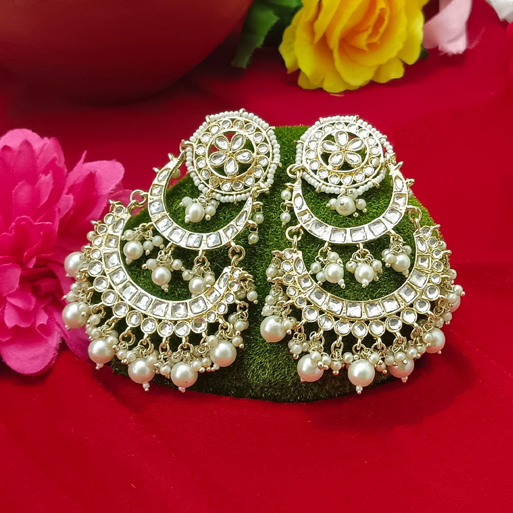 Bhavi Jewels Gold Plated Kundan Dangler Earrings