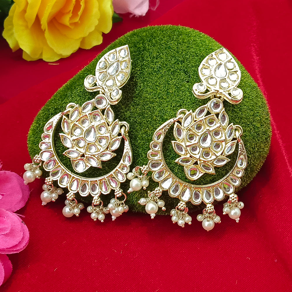 Bhavi Jewels Gold Plated Kundan Stone Dangler Earrings