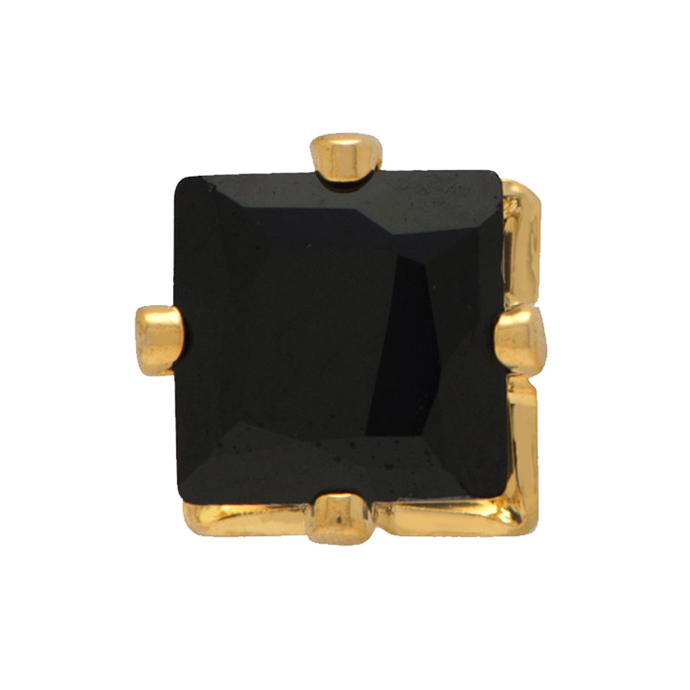 Mahi Gold Plated Square Stud Earrings Black Crystal Piercing Mens Earrings (BB1101006GBla)