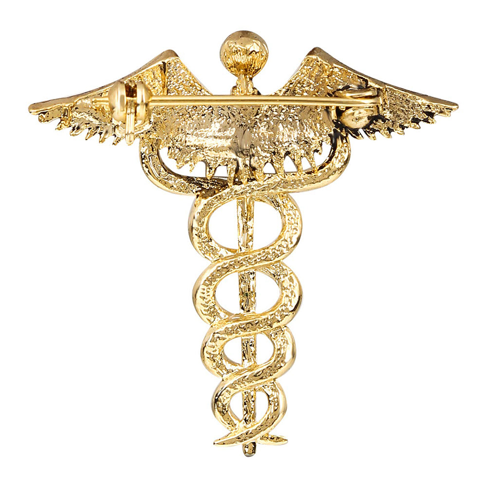 Mahi Gold Plated Caduceus Doctor's Brooch Lapel / Brooch Pin for Men  (BP1101115G)