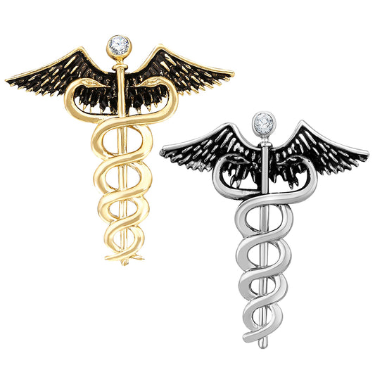 Mahi Combo of 2 Caduceus Doctor's Brooch Lapel / Brooch Pin for Men  (CO1105597M)