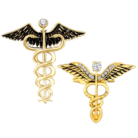 Mahi Combo of 2 Caduceus Doctor's Brooch Lapel / Brooch Pin for Men  (CO1105599G)