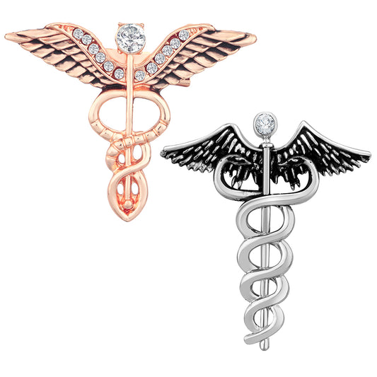 Mahi Combo of 2 Caduceus Doctor's Brooch Lapel / Brooch Pin for Men  (CO1105604M)