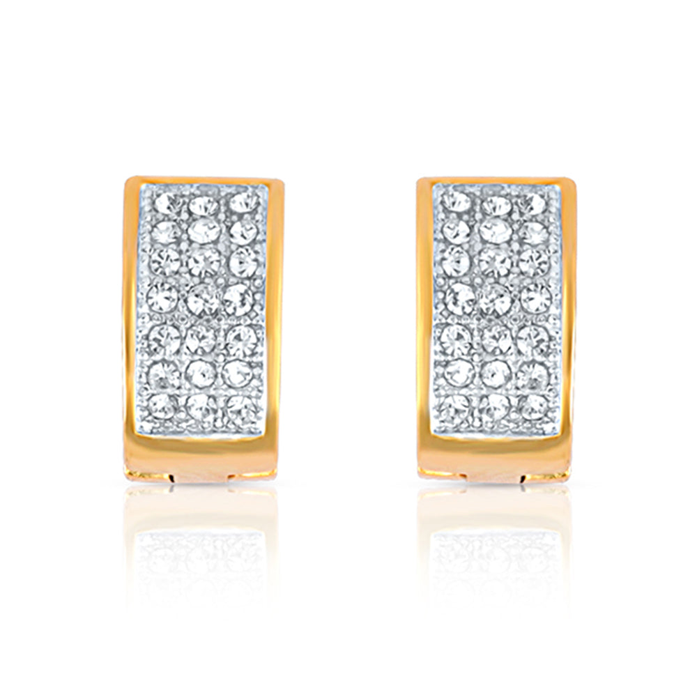 Mahi Gold Plated Single Tripple Crystals Hoop Bali Piercing Mens Earrings (ER1108922GMen)