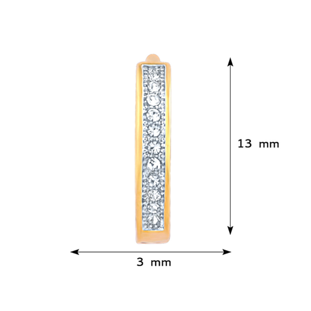 Mahi Gold Plated Single Line Crystals Hoop Bali Piercing Mens Earrings (ER1108928GMen)