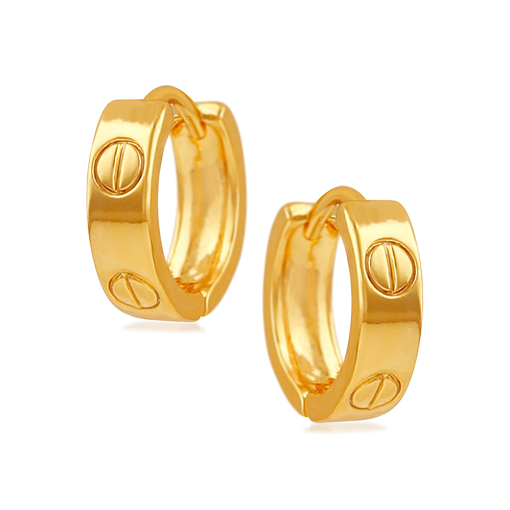 Mahi Gold Plated Exquisite Piercing Hoopp Bali Mens Earring Men (ER1109450GMen)