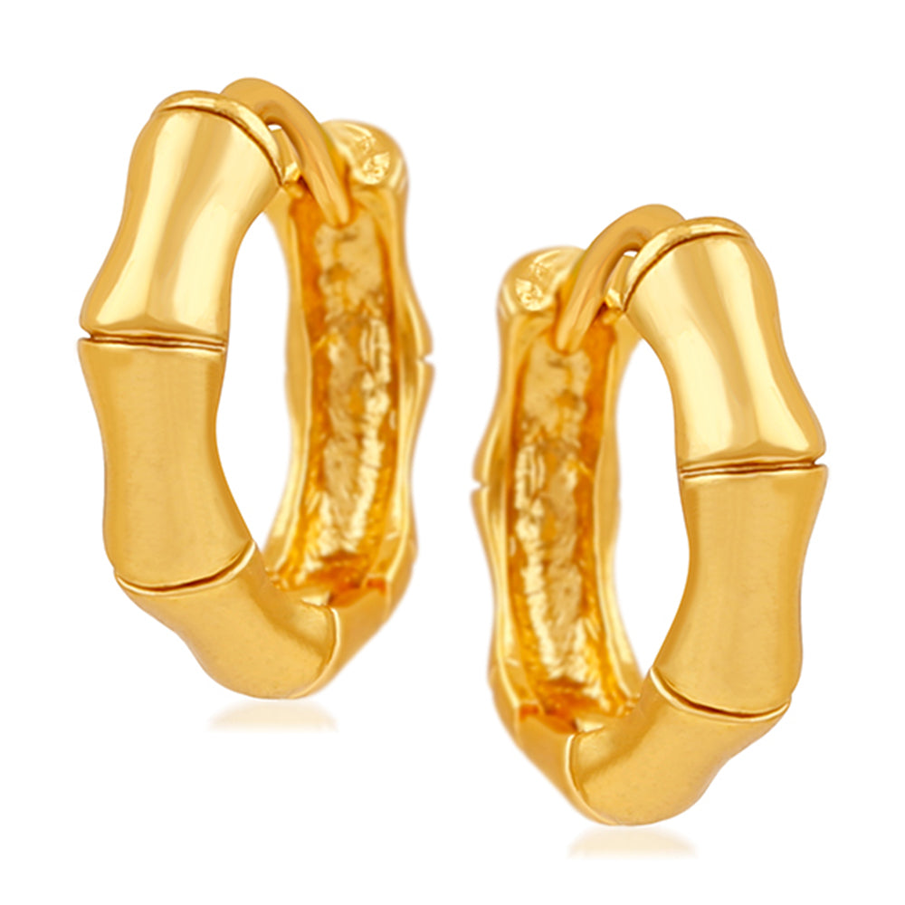 Mahi Gold Plated Exquisite Piercing Hoopp Bali Pair of Mens Earrings (ER1109453GMen)